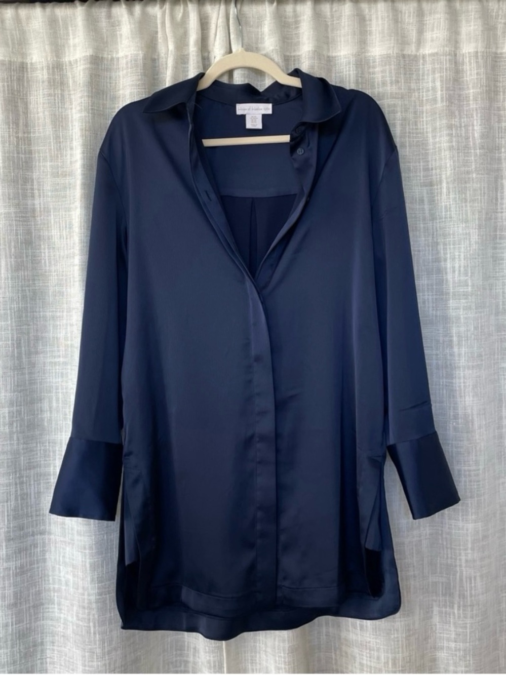 Revolve House of Harlow Satin Button Up Shirt Mini Dress Navy Blue